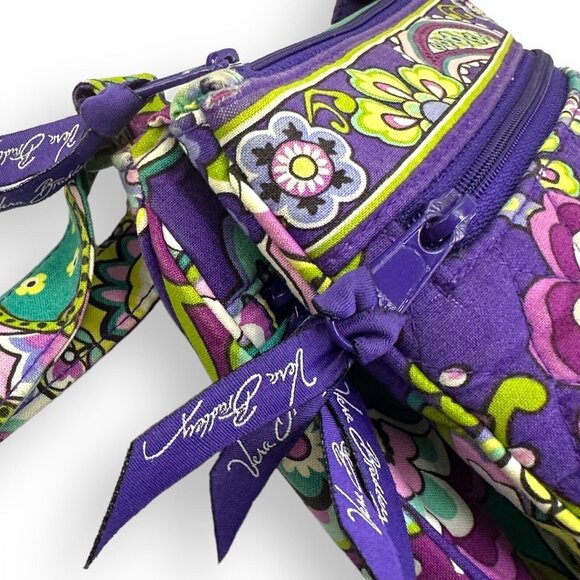 Vera Bradley Purple Teal Paisley Crossbody Bag Quilted Cotton Adjustable Strap - Picture 12 of 14